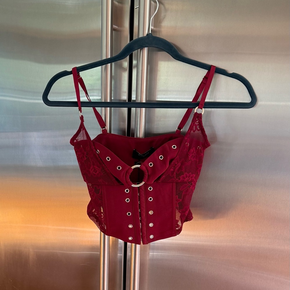 Elegant Red Lace Corset Top